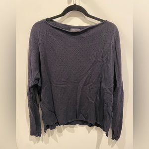 Vince navy blue boat neck cashmere sweater open stitching size L